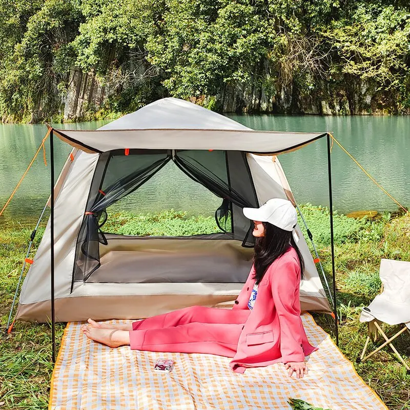 # Y Outdoor Summer Camouflage 5-8 Person Thickened Rainproof Tent Beach Fully Automatic 2-Person Camping Tent Quick-Open 4-Sided
