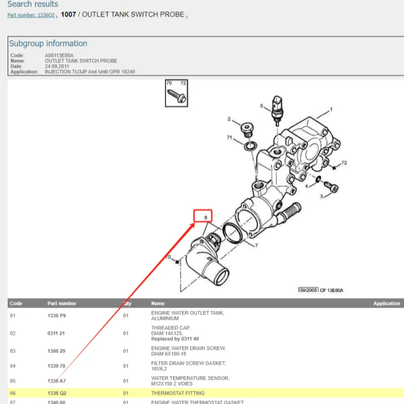 1336Q2 Fit for Peugeot 1007 306 307 407 for Citroen C2 C3 C4 Built-in thermostat pipe joint