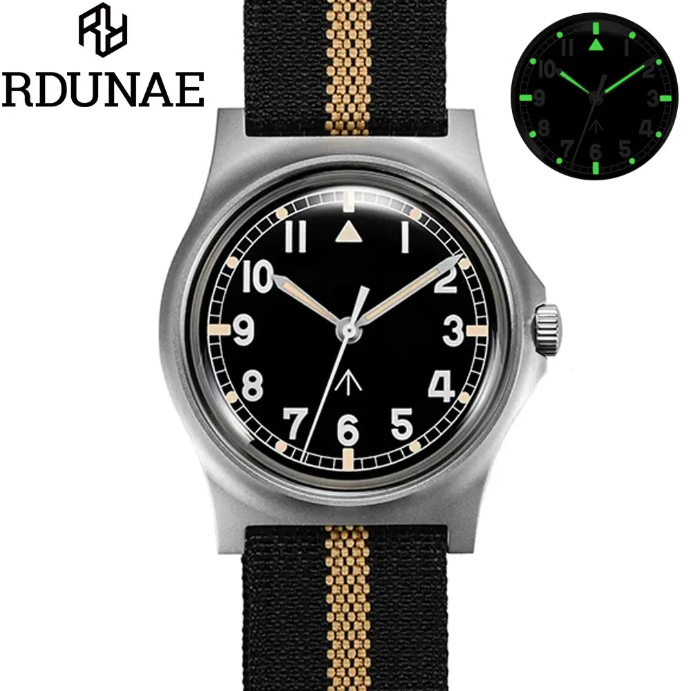 2023 New RDUNAE RA01 Watch Military Vintage G10 Quartz Watch Luminous Waterproof 5ATM Mineral Glass Stainless Stee Wristwatch