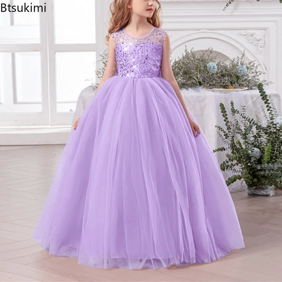 Girls Party Dresses Long White Bridesmaid Dresses Wedding Prom Gown Big Bow Girls Party Dress Kids First Communion Formal Gown view 3