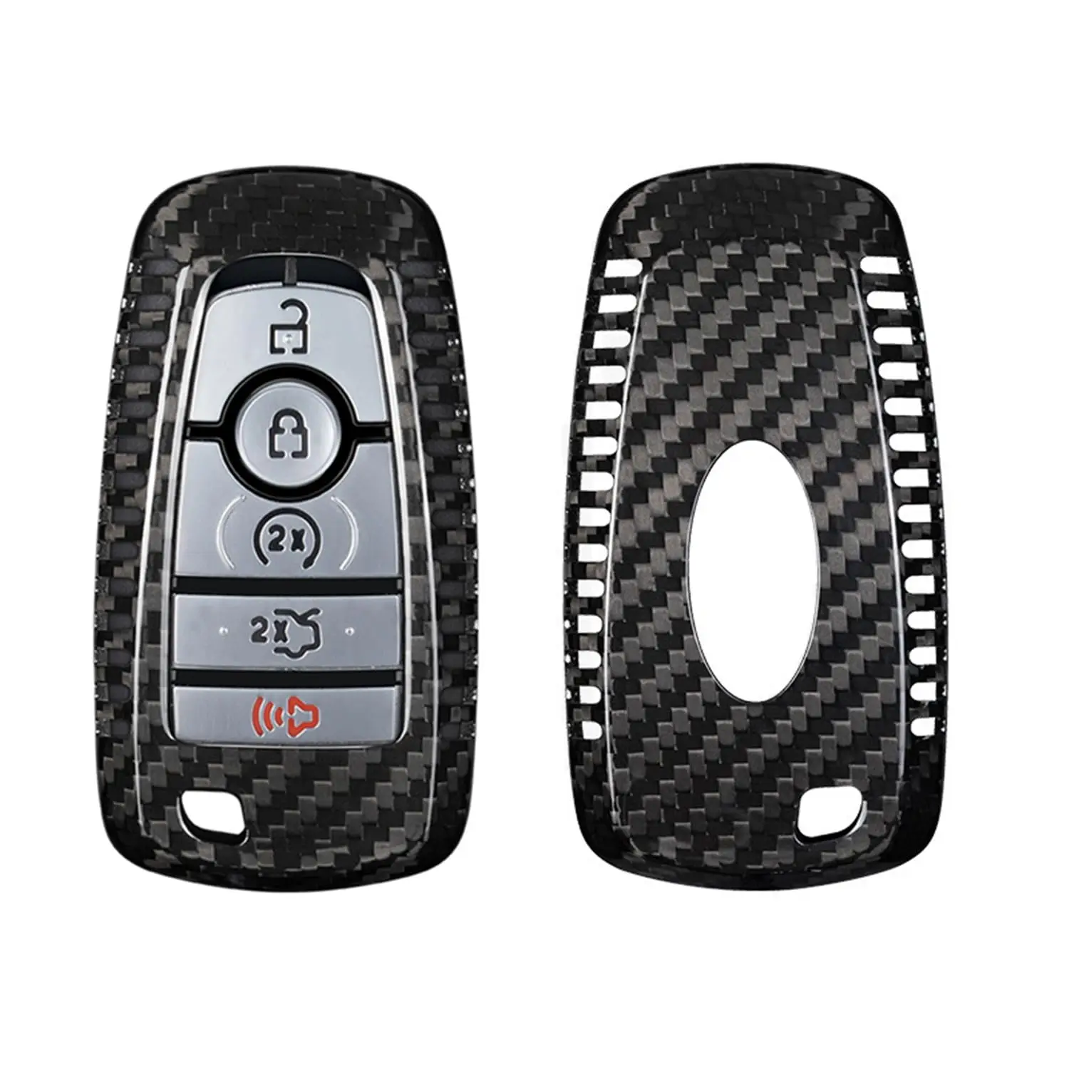 

Carbon Fiber Car Key Fob Cover For Ford 3 And 4 Button Smart Key
