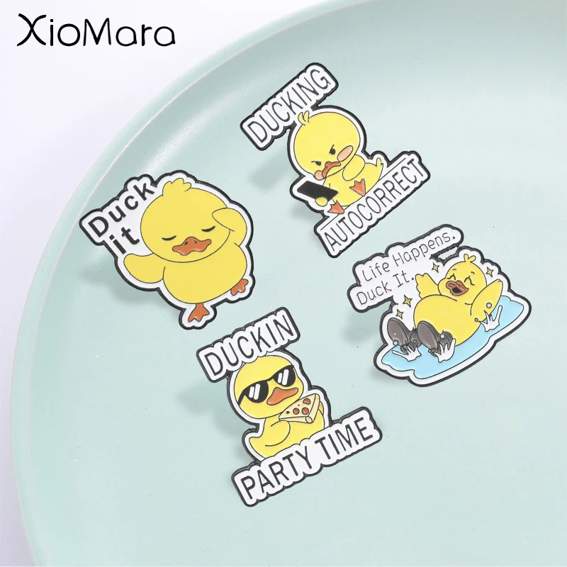 Cute Duck Enamel Pin,Cartoon Animal Homophone Design Badge,Fashion Accessory for Clothing and Backpacks,Best Gift for Duck Love