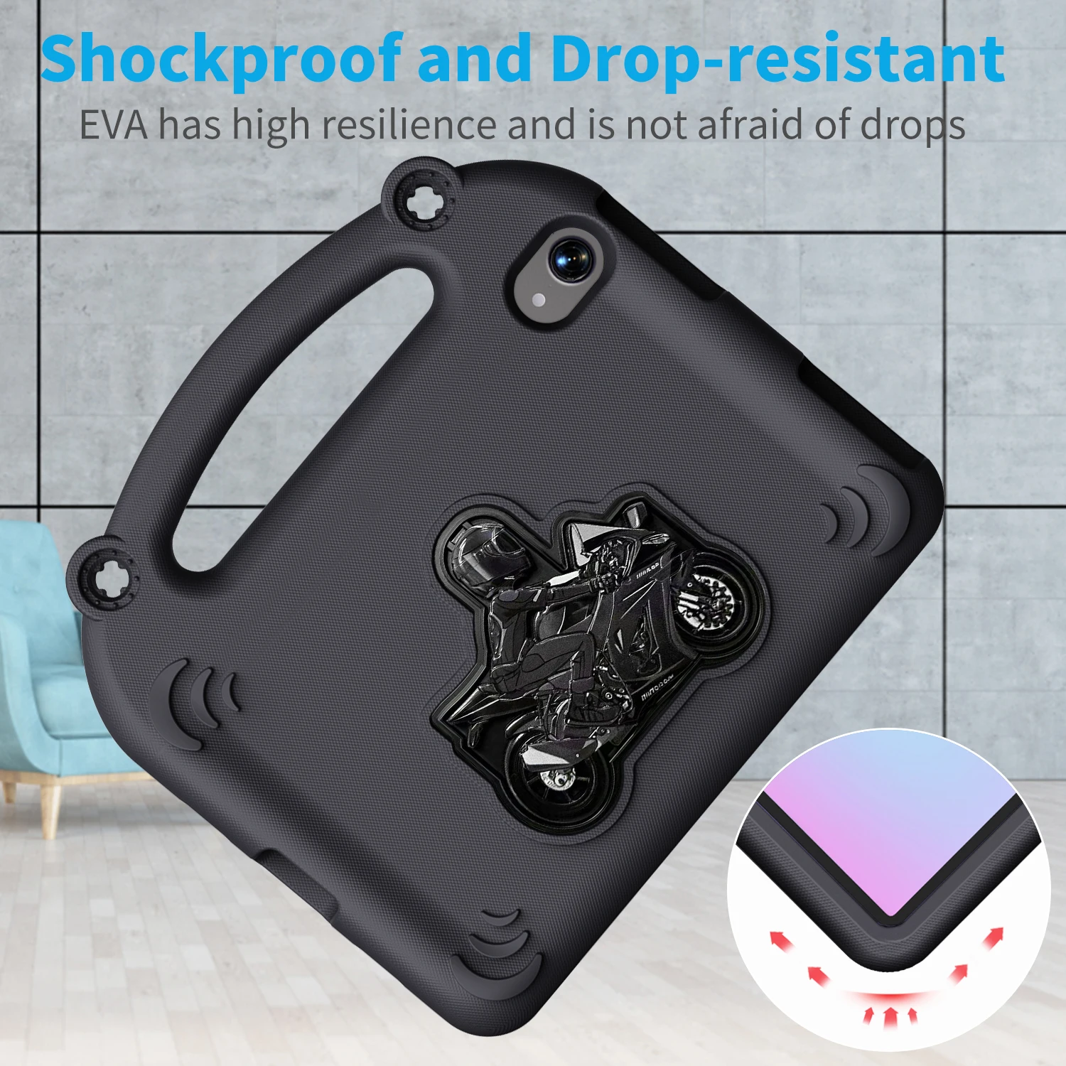 غطاء حماية مسطح لحامل الدراجة النارية باللون الأسود لجهاز ipad air 11 13 m3 حافظة 2025 ipad a16 حافظة لجهاز 10/11th Gen 10.9 7 8 9 mini 6/7th #3