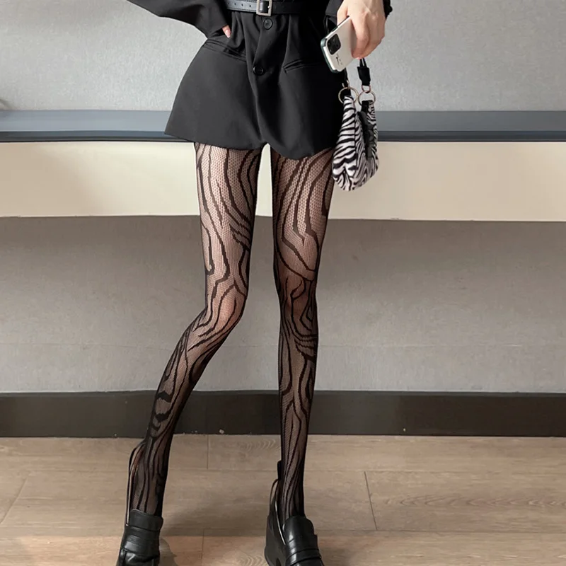 Sexy Leopard Print Breathable Stockings Fashionable Sanrio Black Stockings Lolita Sexy Tights Anime Kuromi Style Fishnet Stockin