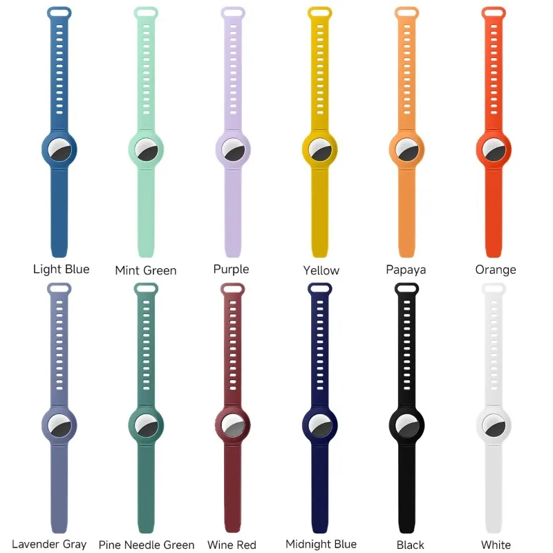 

For AirTag Wristband Adjustable Silicone Strap Comfortable Anti-Lost Protective Case Tracker Locator， for Kids Children Elders​