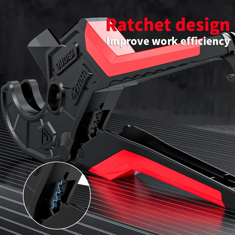 High Hardness Pipe Cutter 0-42mm Aluminum Alloy Body Ratchet Scissors Tube Cutter for PVC PPR PEX Plastic Hoses Plumbing Pipe view 3