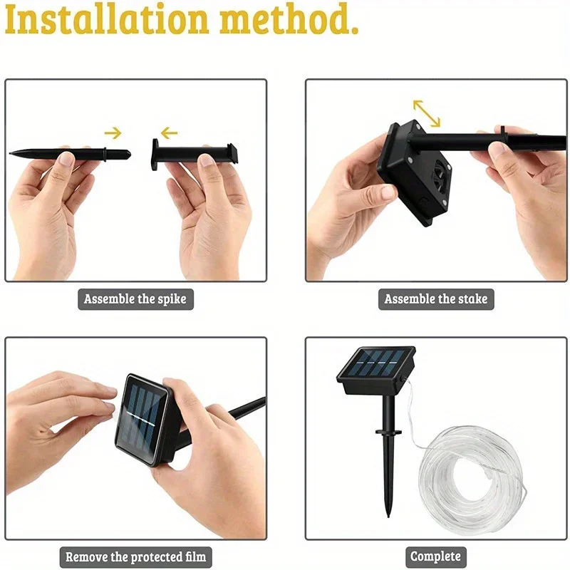 البوب LED سلسلة أضواء الشمسية حديقة مقاوم للماء أنبوب حبل مصباح عيد الميلاد جارلاند الجنية أضواء للخارجية عطلة الديكور الخفيفة #6
