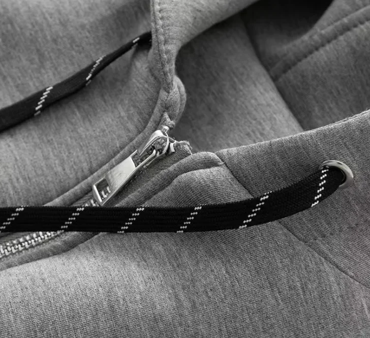 Lady Loose Fit Zip Up Hooded Jacket Drawstring Hood Long Sleeve Side Pocket Sweatshirt Autumn Winter Trendy  Street Outerwear