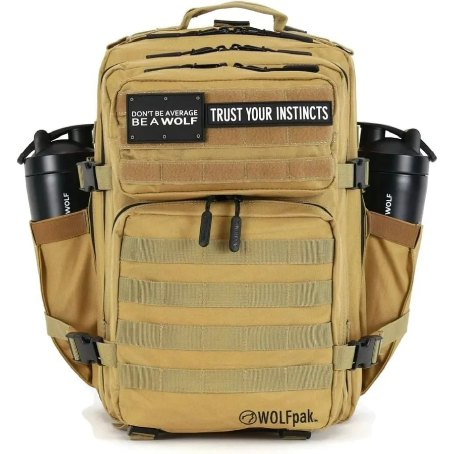 

Спортивный спортивный рюкзак WOLFpak 35 л — прочный водонепроницаемый материал Оксфорд 1000D с карманом для ноутбука с лямкой MOLLE и двойной подстаканником