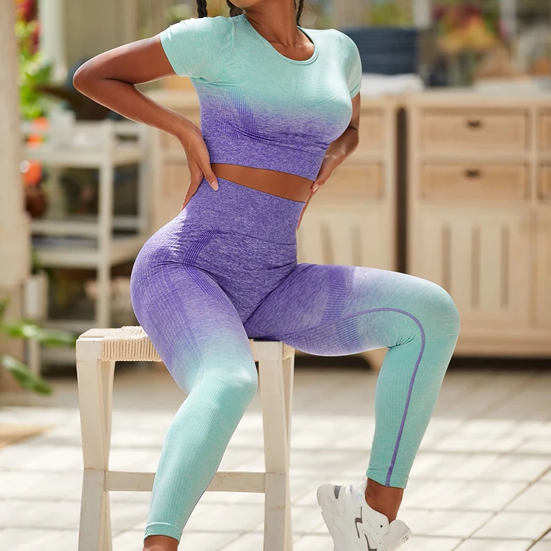 Seamless Yoga Set Sports  Workout  Gym Suits Fitness Clothes Running Leggings Sportswear Female Clothing Women Tracksuit