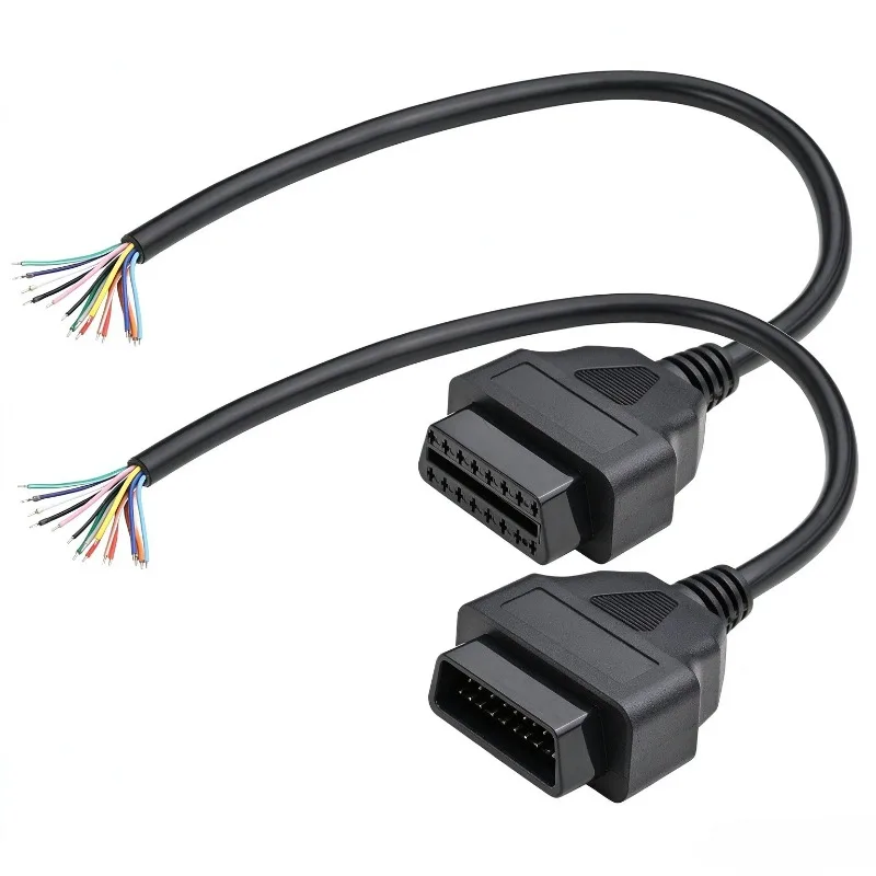 16 Pin J1962 OBD2 Pigtail Cable 30cm Male Female Dual Open Wire Connected Diagnostic Extension Adapter ELM327 Code Reader Car