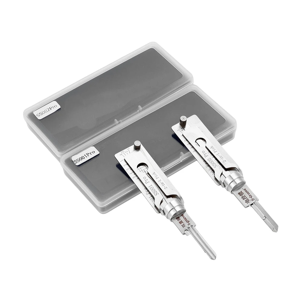 1pc 2-in-1 Lock Pick Tool 304 Stainless Steel Locksmith Pick 10.7cm Professional Decoder for S-Groove and II-Groove Multi-use