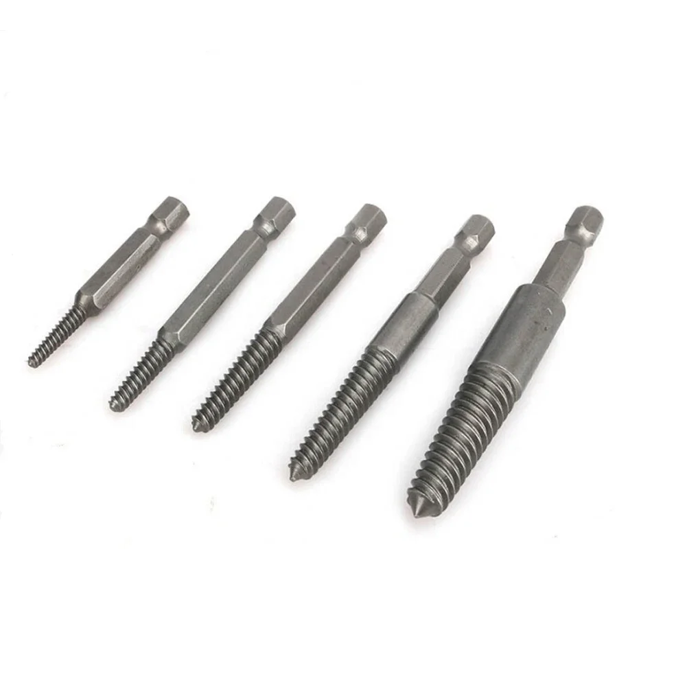 Hex Screw Extractor Set para Vários Parafusos, Aço Carbono, Removedor De Parafuso Quebrado, Confiável, 5 Tamanhos