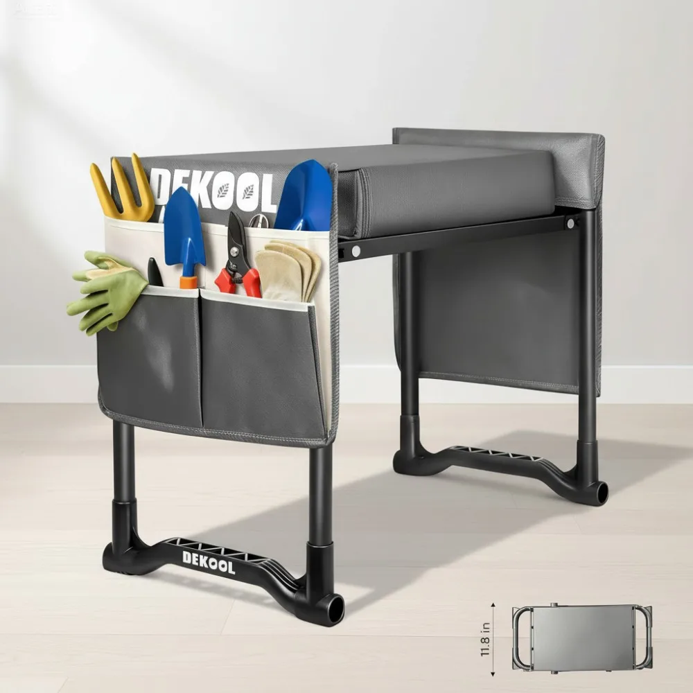 

Garden Kneeler and Seat with Thick Pad, Heavy Duty Stool, Tool Bags for Planting, Weeding - Ideal Gift for Women, Men