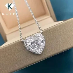 1-4CT Full Moissanite Pendant Necklace With  Certificates Heart Cut Halo Diamond Necklaces For Women 925 Silver Fine Jewelry