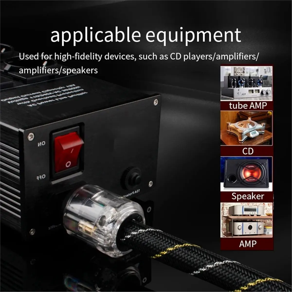 (A23G) Copper AC Power Cable HiFi Audio EU Power Cord Pure Copper Power Cable Connector for Amplifier DAC CD Player