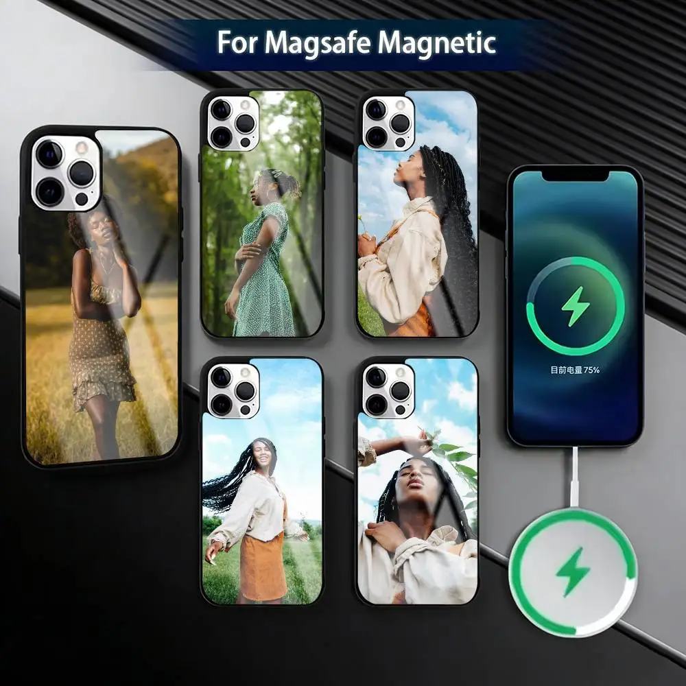 

Black G-Girl Afro Phone Case For iPhone17,16,15,14,13,12,11 Plus,Pro Magnetic For Magsafe Wireless Charging