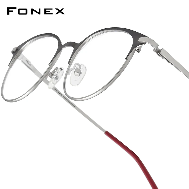 FONEX Alloy Glasses Frame Women Ultralight Vintage Round Eyeglasses Men High Quality Retro Japanese Screwless Eyewear 988