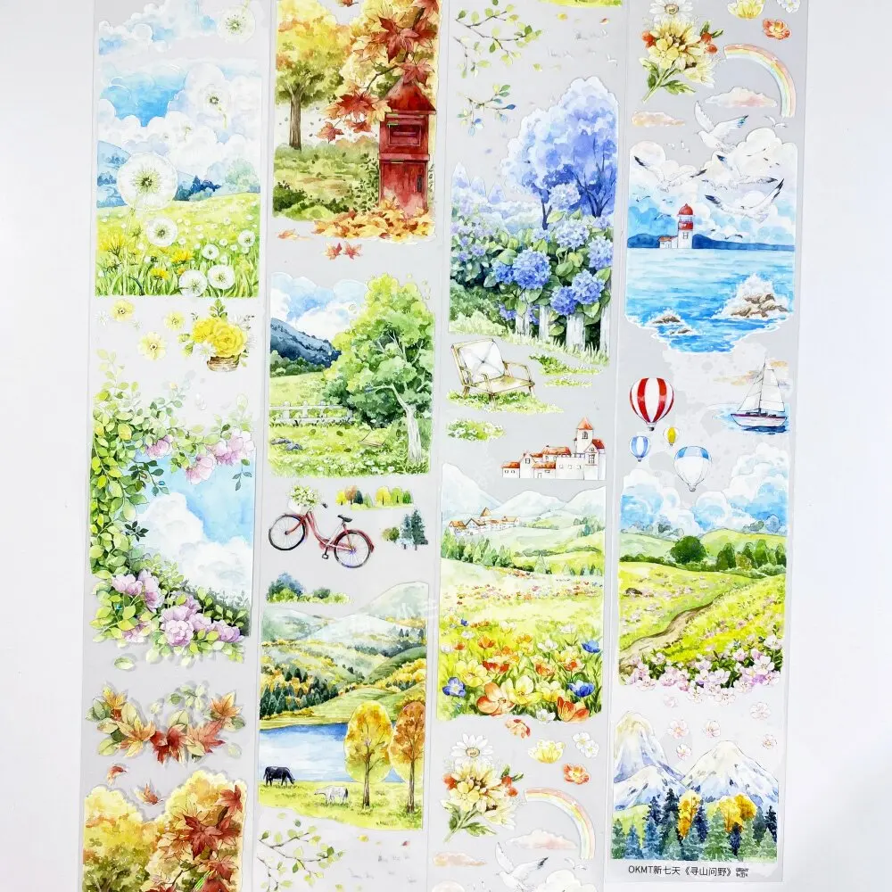 

pet tape OKMT Outdoor Mountain Dandelion Cloud Grassland Decorative Stickers DIY Scrapbook Journal Diary Phone Case Decals