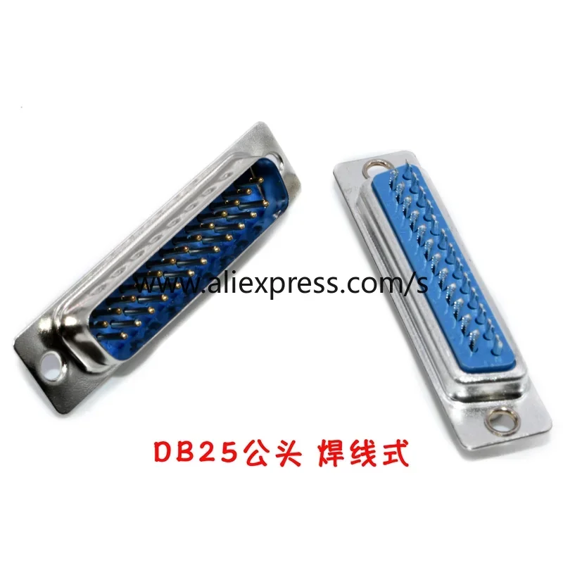 5PCS DB9 DB15 DB25 DB37 Hole/Pin Female/Male Blue Welded Type Connector RS232 Serial Port Socket DB D-SUB Adapter 9/15/25/37P