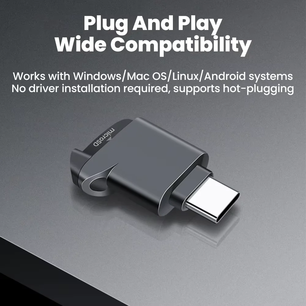 Type-C 2.0 Mini TF Card Reader External Storage Black Stretch for Memory Stick USB C 2.0 For Iphone 17 16 Mini TF Card Reader