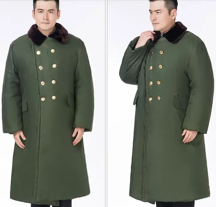 Military Jacket 70s Overcoat Vintage Green Thick Men Winter 2.4 KG Chinese Outwear