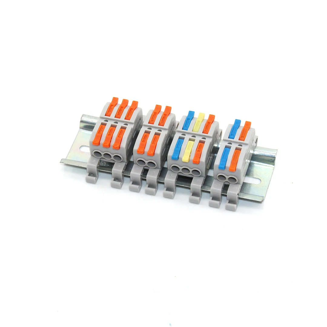 Fast Wire Electrical Connectors Din Rail Type Push-in Butt Terminal Block Universal Compact Conductor Wiring Cable