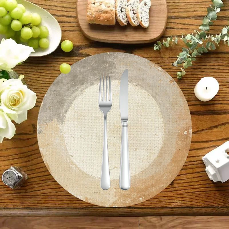 VIKAMA Retro Vintage Linen Placemats Heat Resistant Wear-Resistant Washable for Dining Table Kitchen Decor Washable Reusable