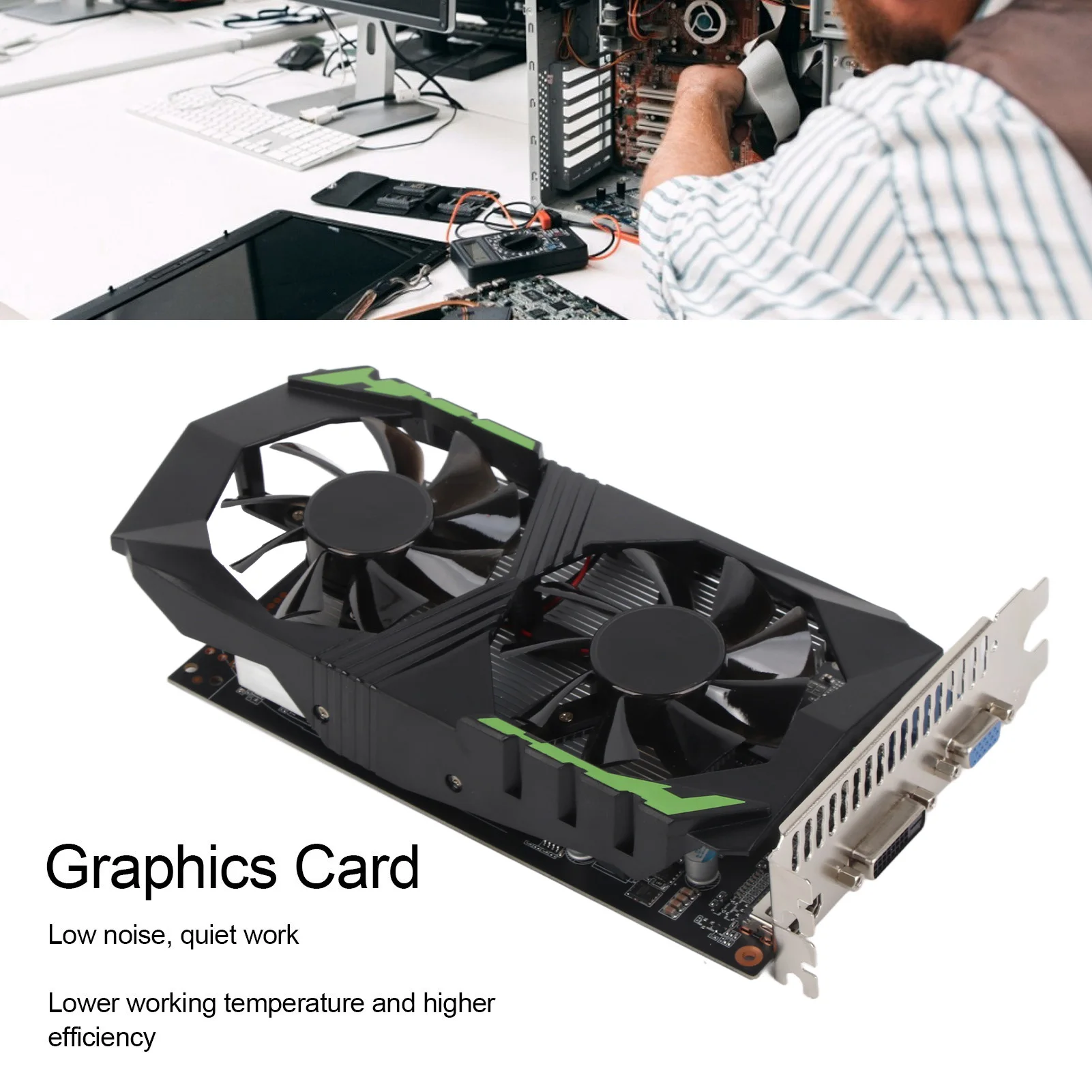 

Portable Graphics Card 128bit 4GB DDR5 1350MHz Automatic Recognition Durable Computer Accessories for Dual Fan Desktop Computer