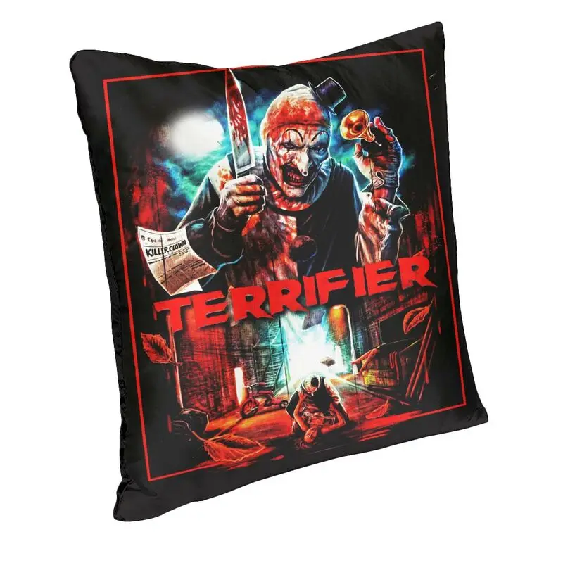 Halloween Horror Movie Terrifier Cushion Cover 40x40 cm Velvet Luxury Throw Pillow Case for Sofa Chair Bedding Office Pillowslip