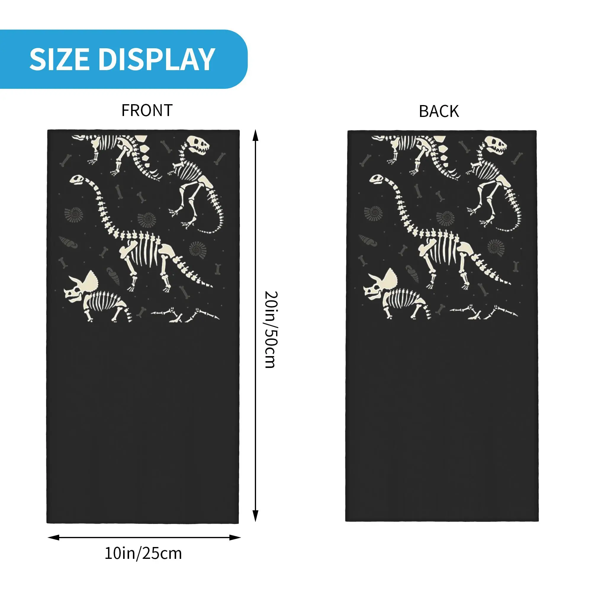 Dinosaur Fossils in Black Bandana Neck Gaiter Printed Magic Scarf Multifunction Balaclava Cycling For Men Women Adult Breathable