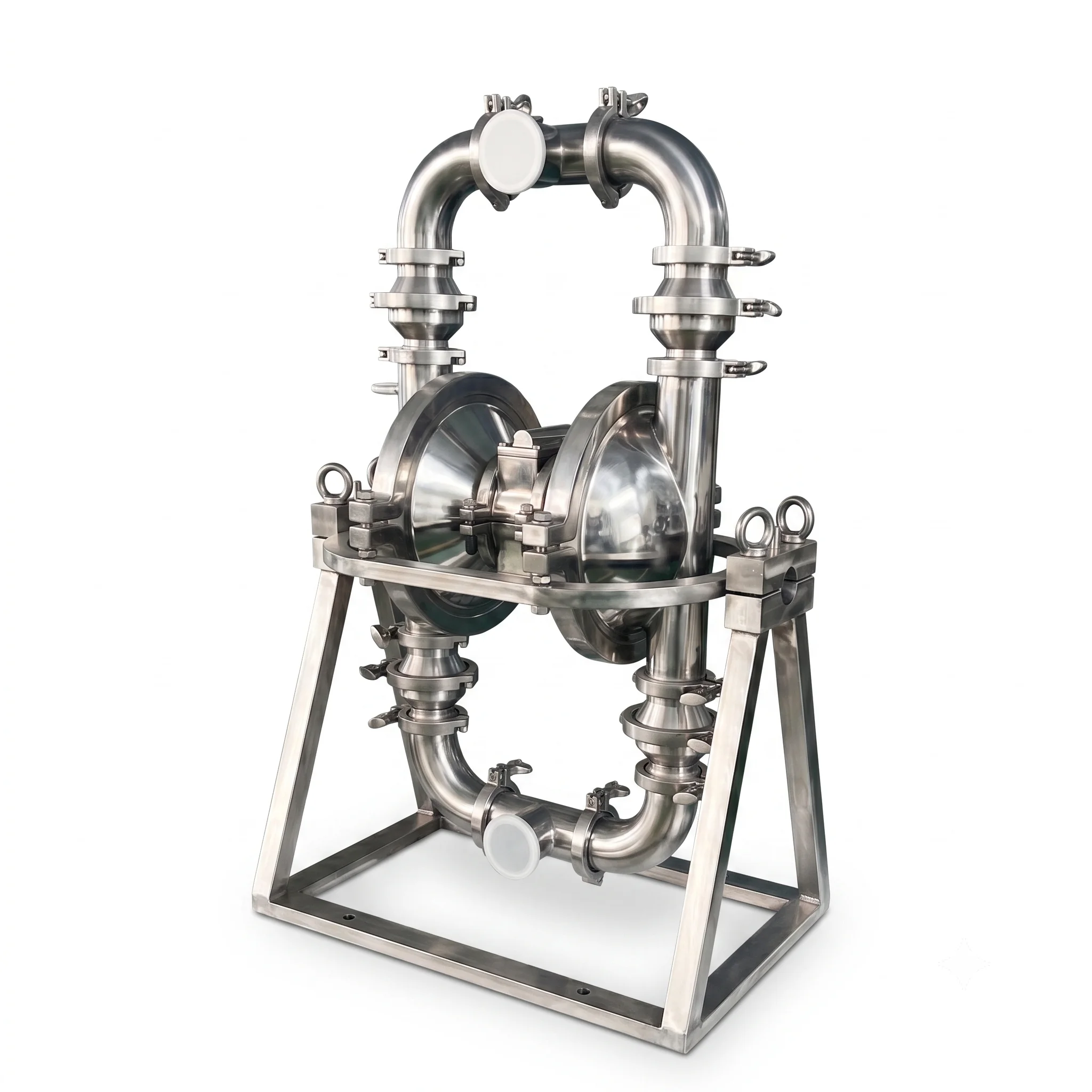 2 Inch Sanitary Stainless Steel Pneumatic Diaphragm Pump FDA Food Grade Membrane Pump 360° Rotation CIP Cleaning