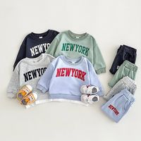 2025 NewYork Infant Baby Outfit Spring Autumn Printed Long Sleeved Top Pants Two-piece Set Babies Aged 0-3Years kids Boys Girls