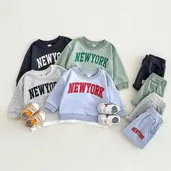 2024 New York Baby Baby Outfit Frühling Herbst gedruckt lang ärmel ige Top Hose zweiteilige Set Babys im Alter von 0-3 Kinder Jungen Mädchen