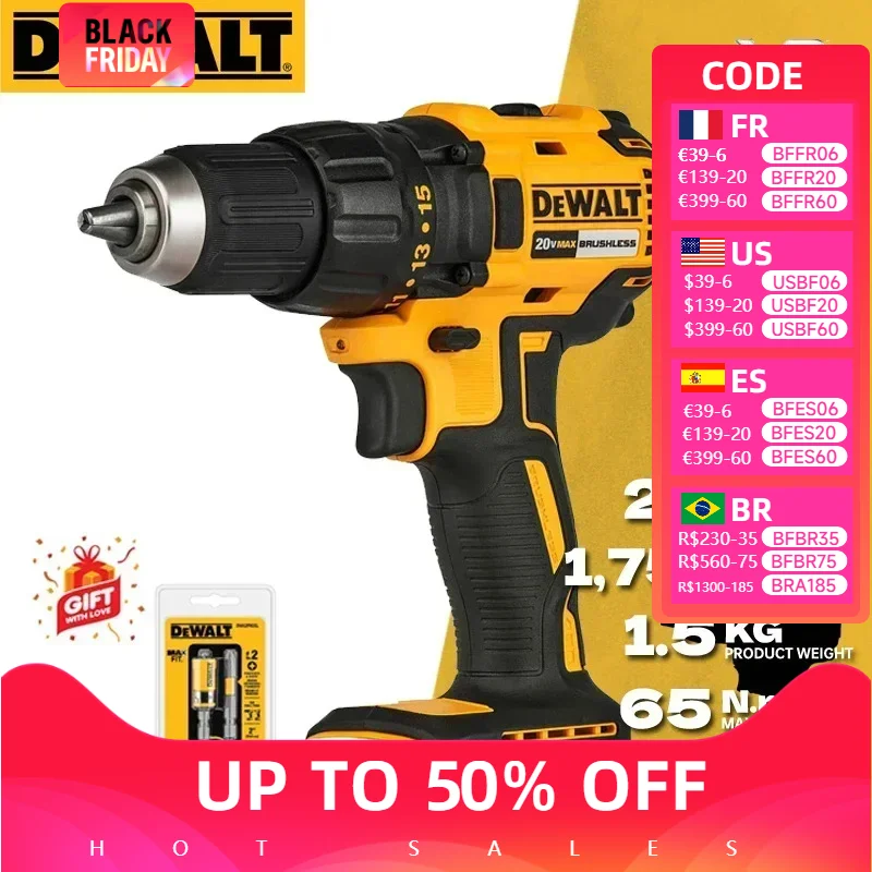 DEWALT DCD7771 Аккумуляторная компактная дрель-шуруповерт 20 В Бесщеточная аккумуляторная отвертка Dewalt Электроинструменты DCD7771N с DWA2PH2SL