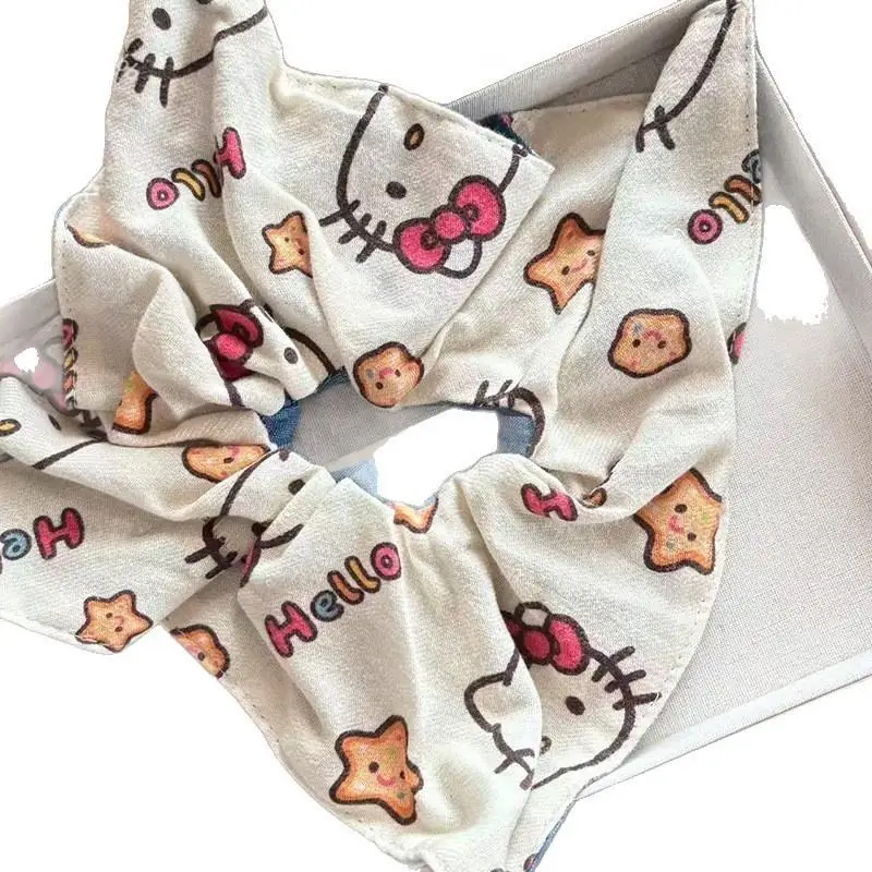 1 pz Sanrio HelloKitty Sciarpa quadrata Intestino crasso Anello per capelli Corda per capelli Hello Kitty Cerchio per capelli Ragazze Varietà Coda di cavallo Fascia