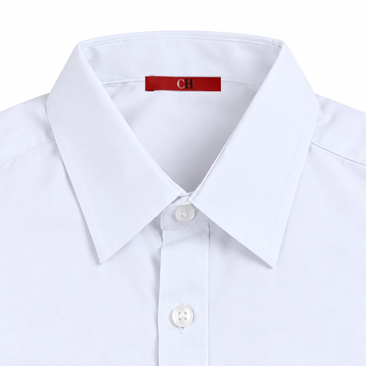 CH Children Button Down Shirt Long Sleeve Turn Down Collar Breathable Woven Material Small Chest Embroidery Basic Kids Wear