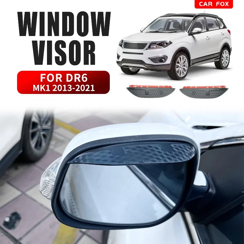 For DR6 2013-2021 Window Visor Car Accessories Window Visor Vent Shade Rain Sun Wind Guard Deflectors with Chrome Trims Awnings