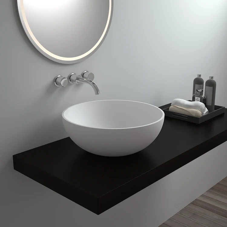 China high quality counter top lavabo sink stone resin basin round