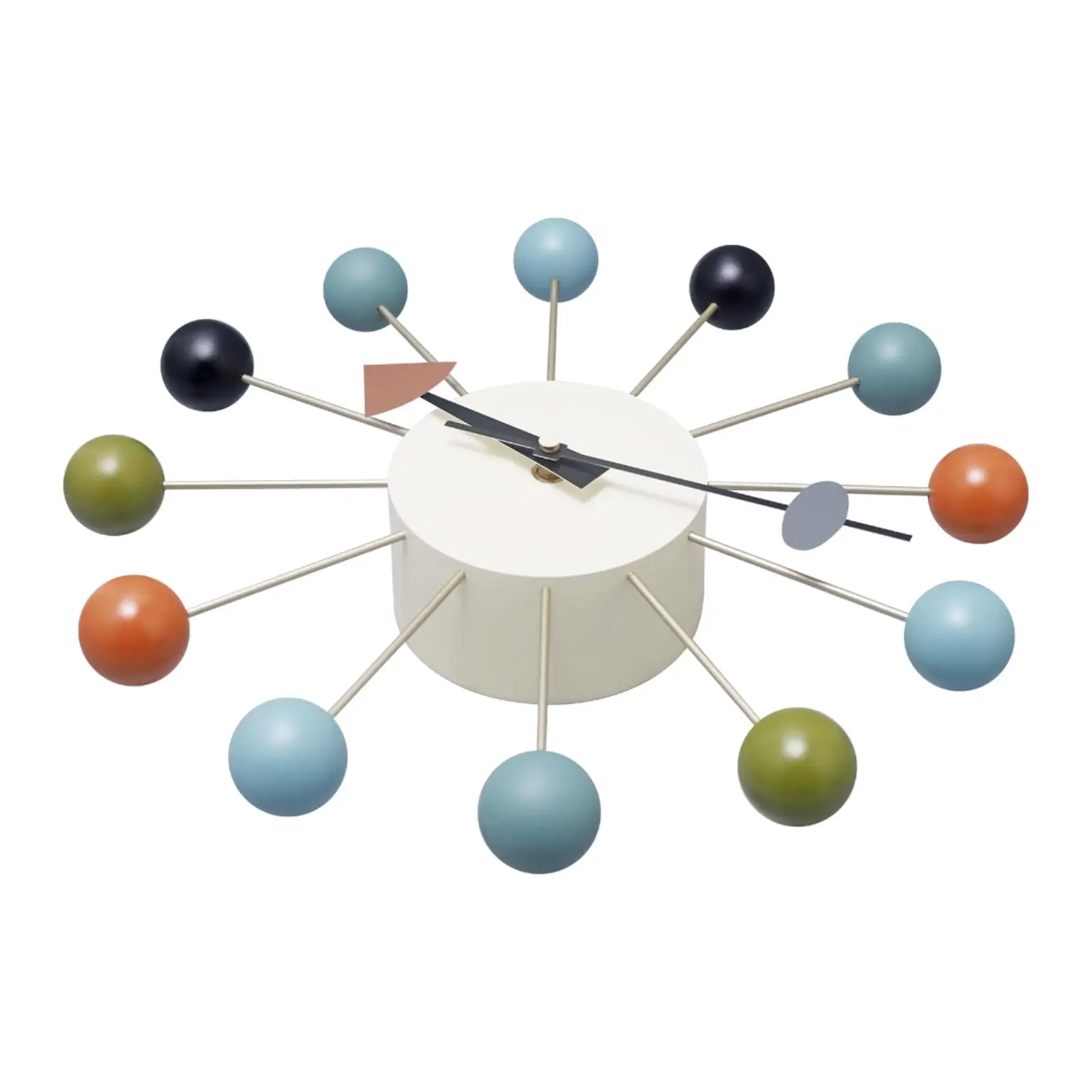 Modern Multicolor Wood Ball Wall Clock Silent Non Ticking Battery Operated Decor for Living Room Bedroom Office