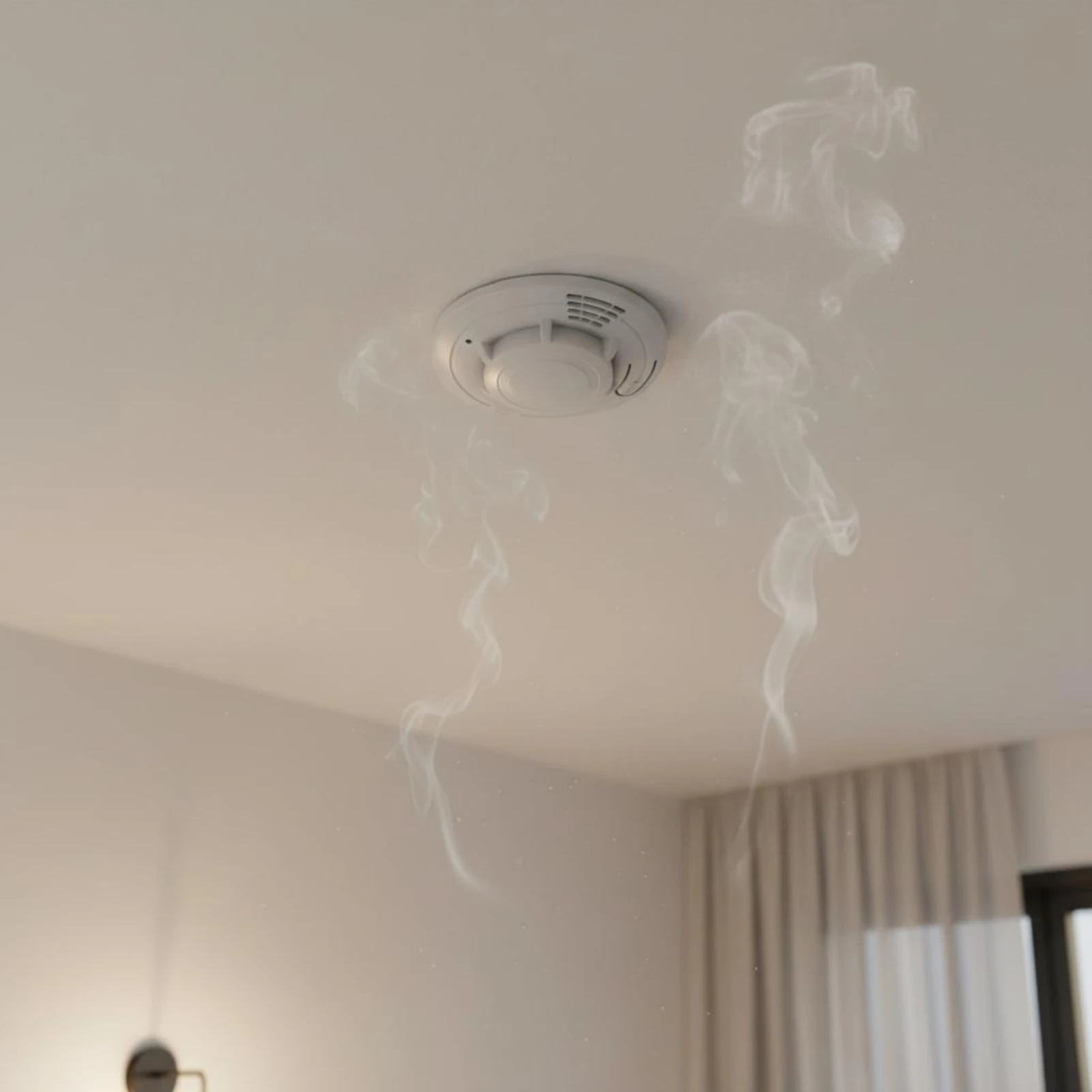 Photoelectric Fire Detection Device Easy Installation Standalone Fire Alarm Battery Operated Smoke Monitor High Sensitivity