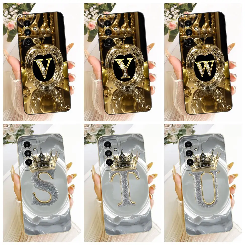 For Samsung M23 5G Case Silicone Luxury Letters Fashion Crown 2D Painted Casing For Samsung Galaxy M23 5G SM-M236B SM-M236L