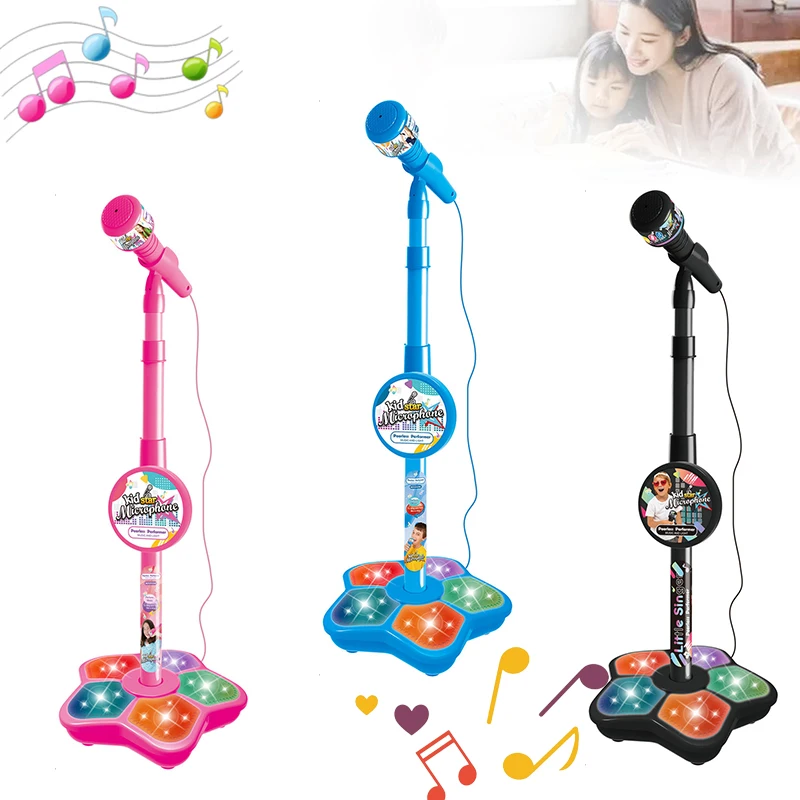 Kids Microphone with Stand Karaoke Song Music Instrument Toys Brain-Training Educational Toy Birthday Gift for Girl Boy