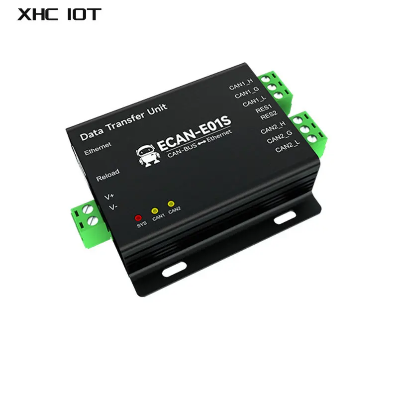 Can to Ethernet Protocol Converter Can2.0 Protocol XHCIOT ECAN-E01S TCP/UDP Can Relay DC 8-28V Converter Dual Channel Isolation