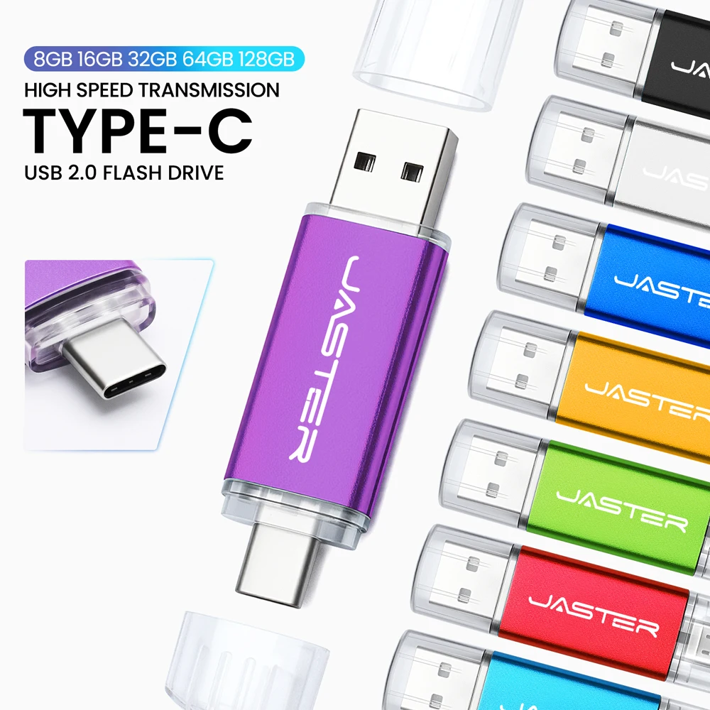 High speed TYPE C 2in1 USB flash drive 128GB 64GB 32GB metal Pen drive smart phone Car TV USB stick 4GB 8GB 16GB Creative gift
