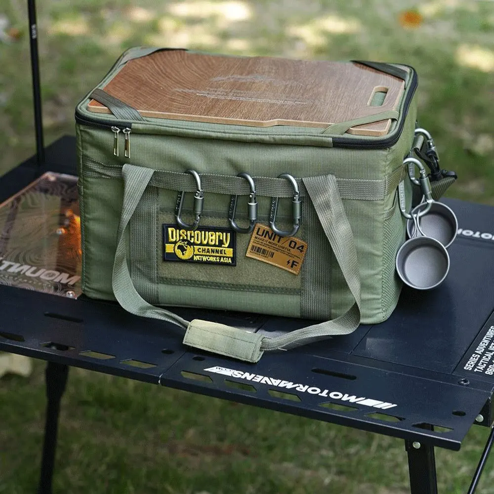 

36L Tactics Picnic Bag Waterproof Travel Organizer Thermal Pack with Tabletop Portable Camping Equipment Cookware Storage Box