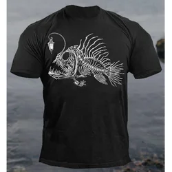 Animal T-Shirt For Men Lantern Fish 3d Print Horror Elements Men'S Tops Summer Tees Loose Oversized-Shirt Street Casual Clothing