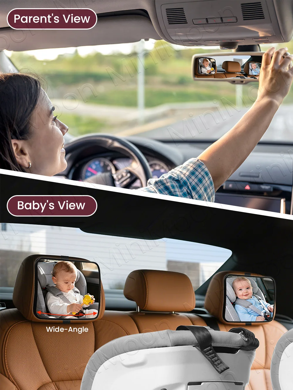 مرآة سيارة للأطفال قابلة للتعديل، مقاومة للكسر وزاوية واسعة لعرض الأطفال الخلفي #6