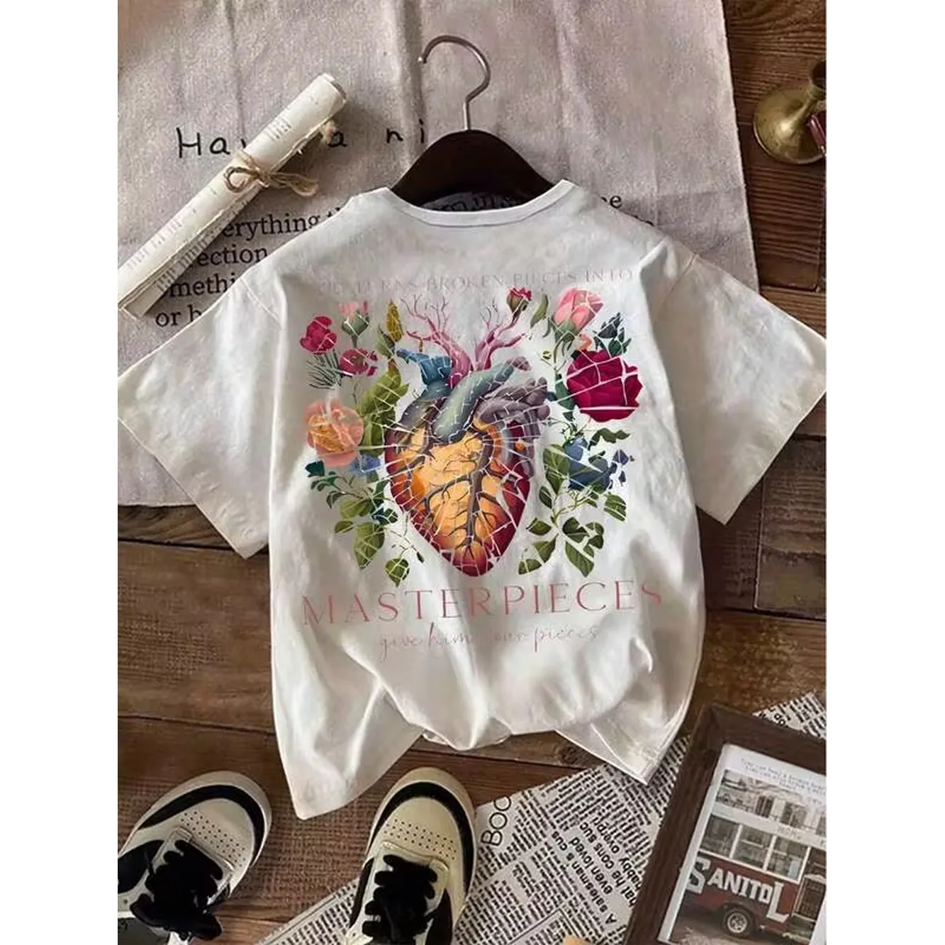 New Summer 2026 Collection Letter Print Round Neck Tee, Casual Vacation Short Sleeve Top, Free Shipping, Ships Within 24 Hours.
