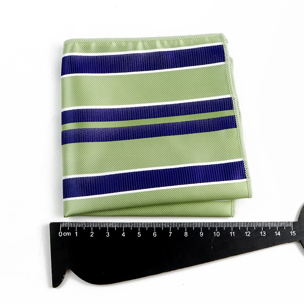 Men's Striped Pocket Square Sage Green Red Handkerchief Polyester Hanky Formal Towel Party Pocket Square Suit Shirt Accessories
